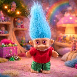 Vintage 1993 Forest Troll Doll 3” – Blue Hair – Outfit Included